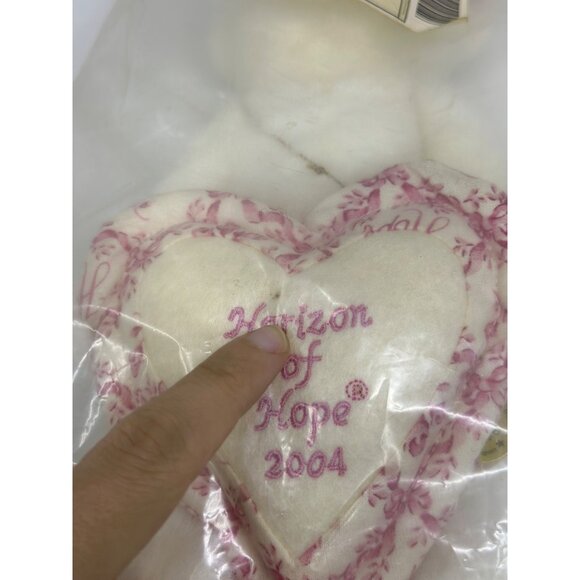 Longaberger Y2K Horizon of Hope Bear White Plush w/ Embroidered Heart #96133 - Picture 3 of 6